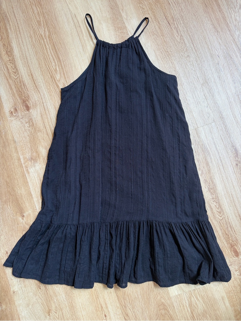 Black Halter Dress Knee Length Ruffle Hem Old Navy Large